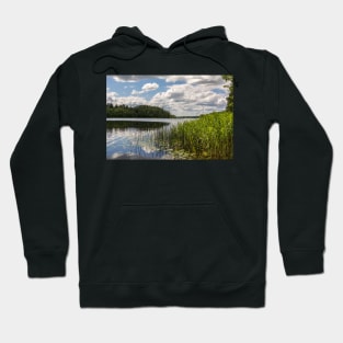 Lake summer view with clouds and trees Hoodie